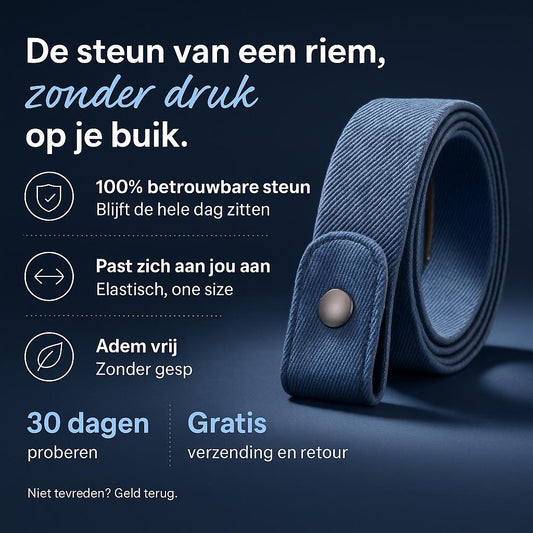 Elastische riem zonder gesp – zonder druk op je buik